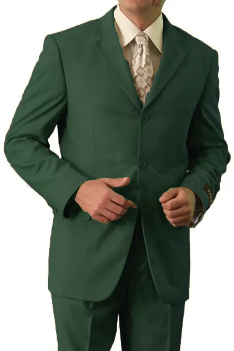 Apollo King "Classic Fit Men's Three Button Poplin Suit - Olive Green"