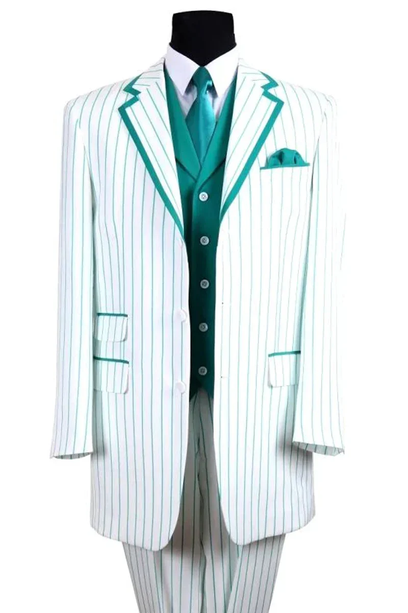 Aqua Turquoise Light Blue Color Mens Basic Two Button Slim Fit Suit in Aqua Blue - Image 3