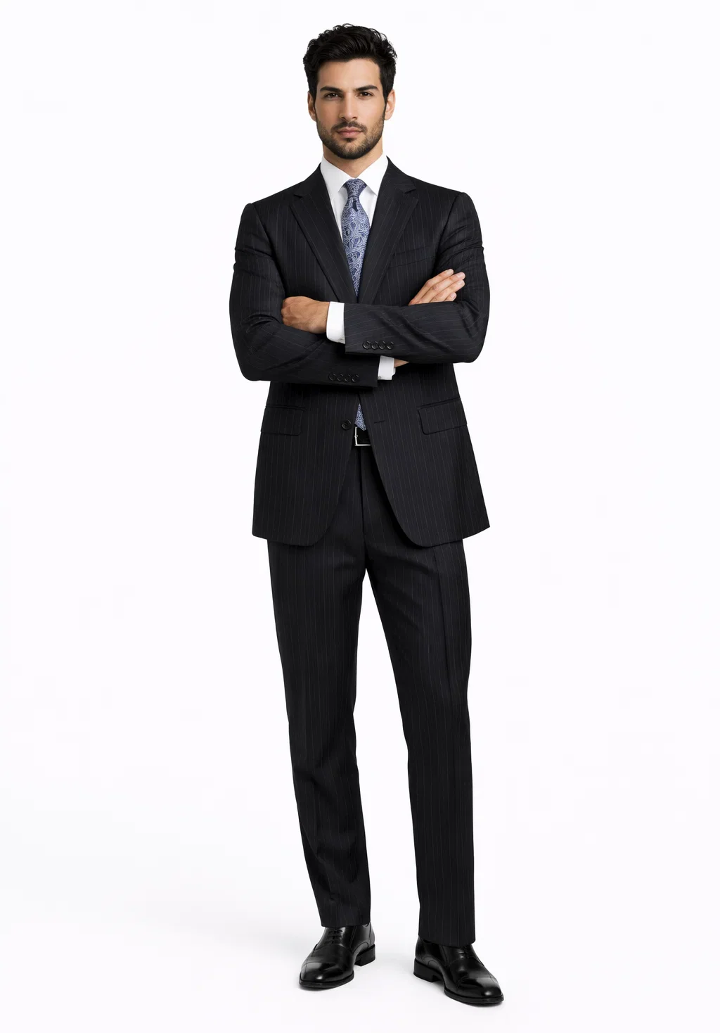 Athletic Cut Classic Suits Men's suit Classic Relax Fit Pleated Pants 19 Inch Bottom Charcoal - Image 5