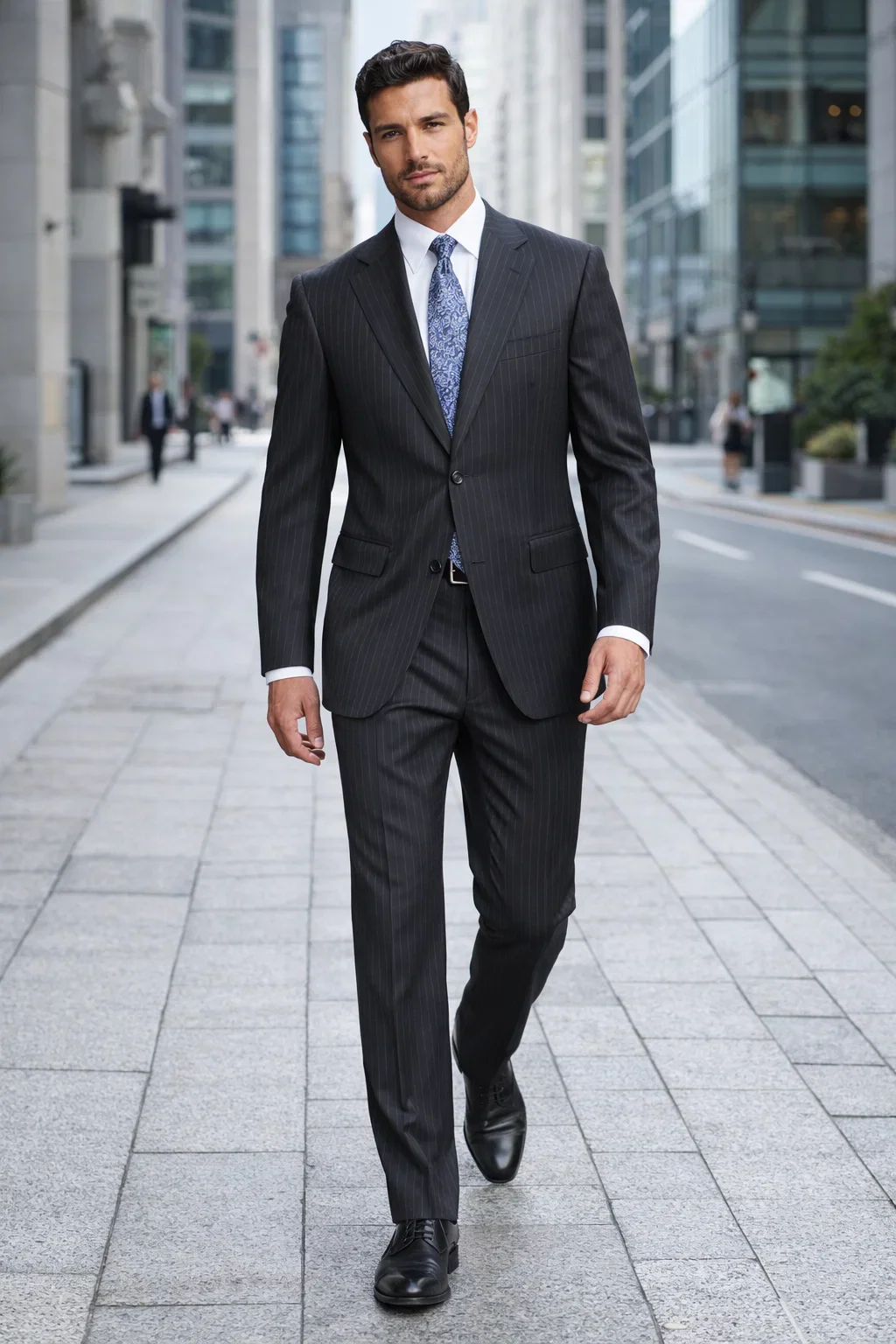 Athletic Cut Classic Suits Men's suit Classic Relax Fit Pleated Pants 19 Inch Bottom Charcoal - Image 6