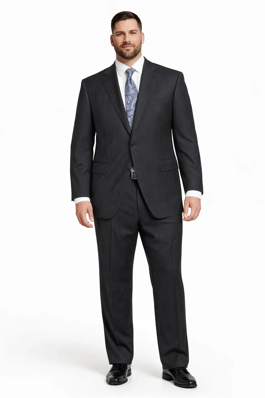 Athletic Cut Classic Suits Men's suit Classic Relax Fit Pleated Pants 19 Inch Bottom Charcoal - Image 8