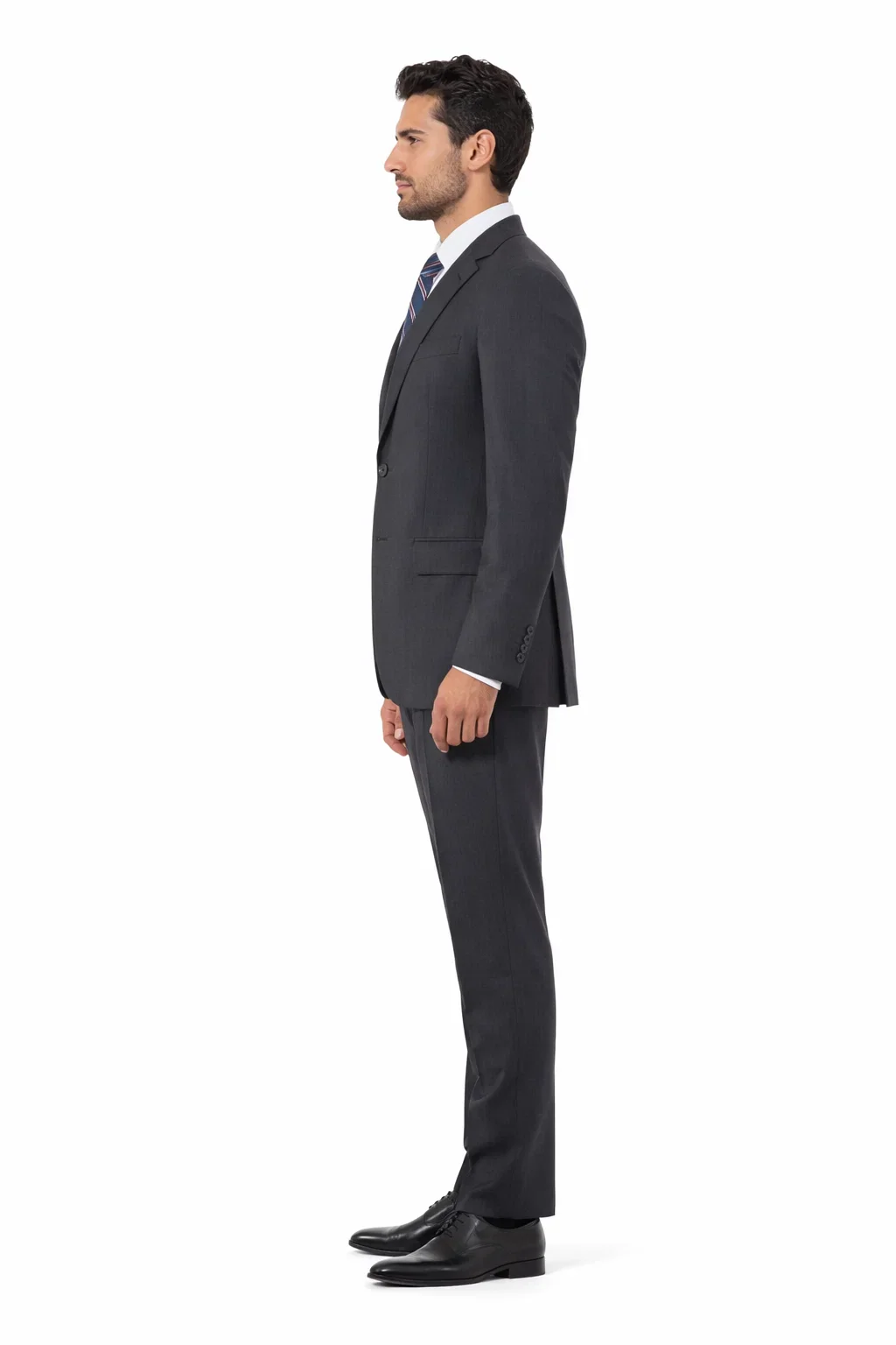 Athletic Cut Classic Suits Men's suit Classic Relax Fit Pleated Pants 19 Inch Bottom Grey - Image 3
