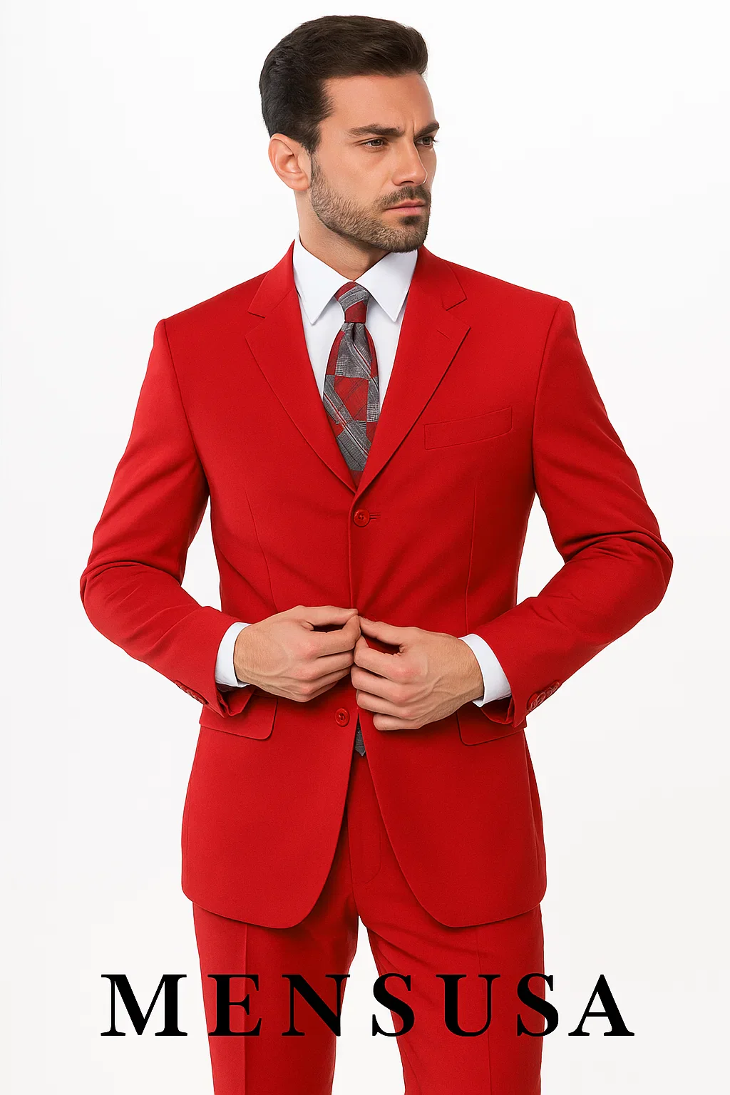 Beautiful  Men's Red Fashion Dress With Nice Cut Smooth Soft Fabric Available in 2 or 3 Buttons Style Regular Classic Cut - Image 2