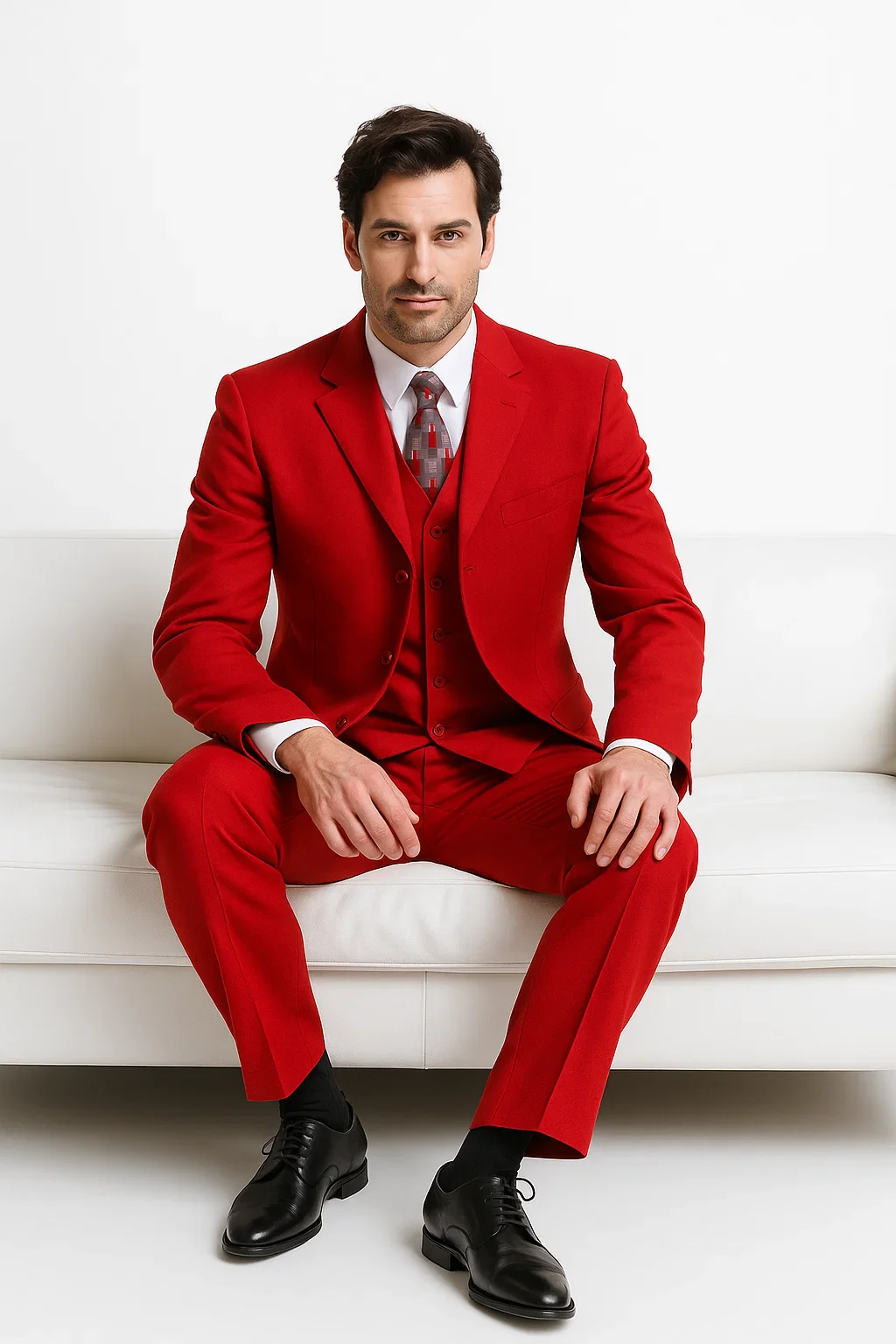 Beautiful  Men's Red Fashion Dress With Nice Cut Smooth Soft Fabric Available in 2 or 3 Buttons Style Regular Classic Cut - Image 4