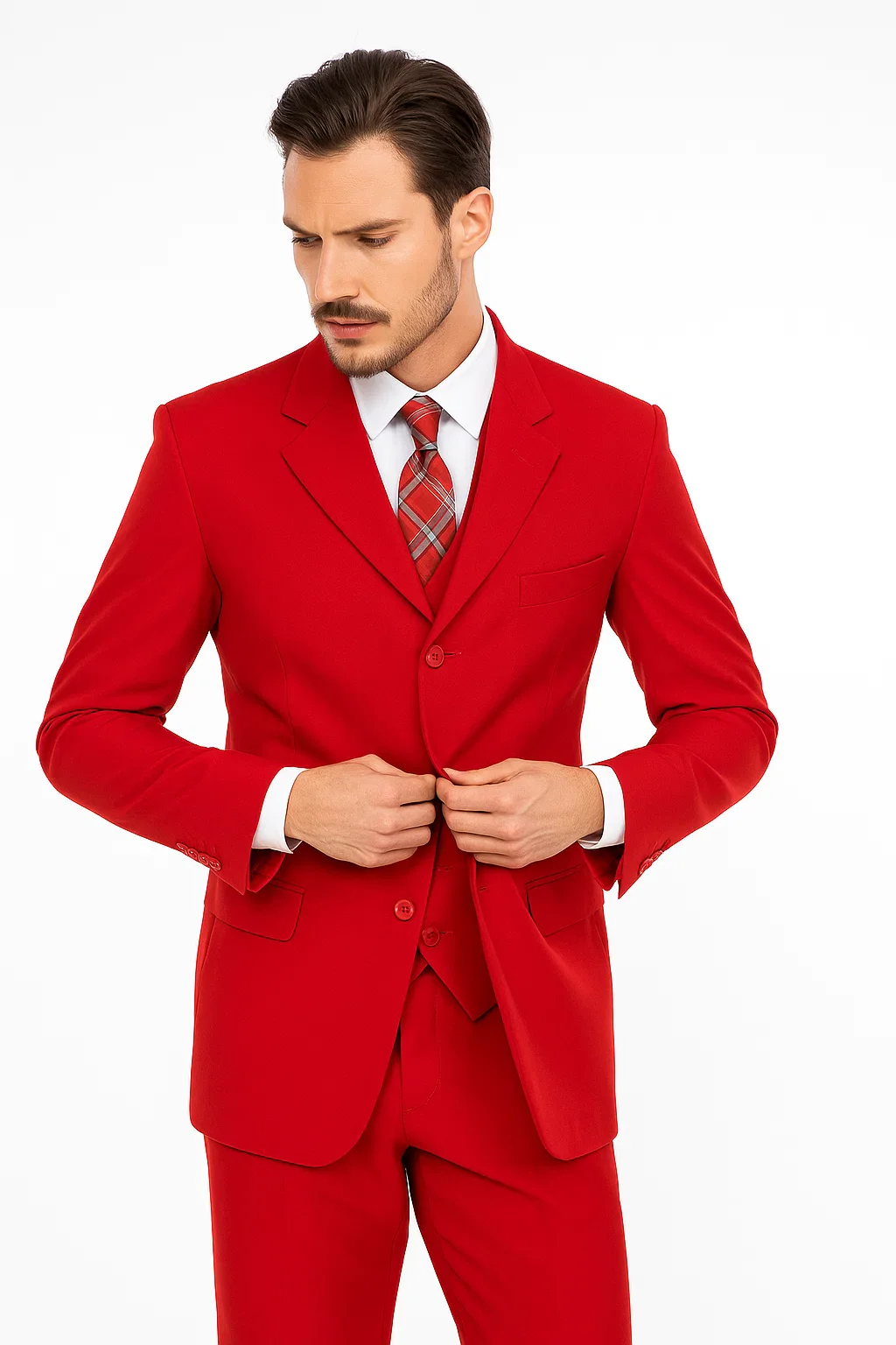 Beautiful  Men's Red Fashion Dress With Nice Cut Smooth Soft Fabric Available in 2 or 3 Buttons Style Regular Classic Cut - Image 6