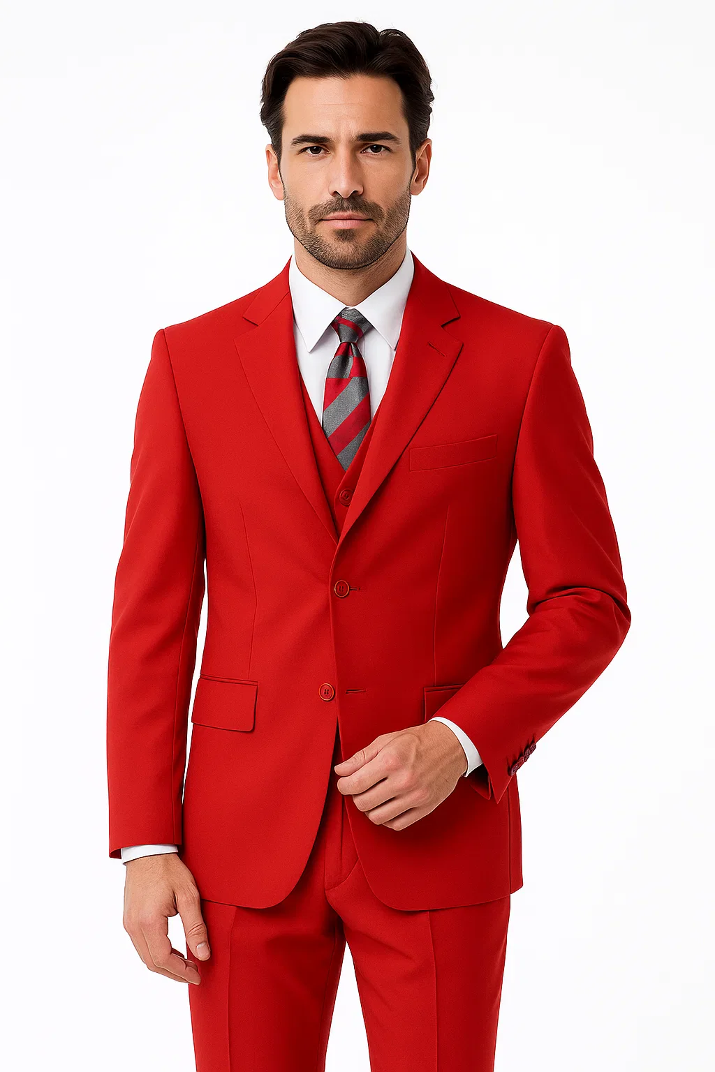 Beautiful  Men's Red Fashion Dress With Nice Cut Smooth Soft Fabric Available in 2 or 3 Buttons Style Regular Classic Cut - Image 7