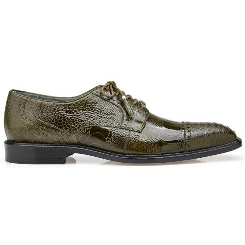 Belvedere Batta Olive Genuine Ostrich Lace-Up Shoes