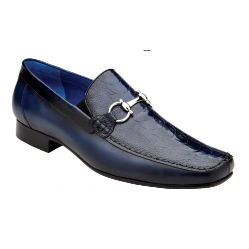 Belvedere Bruno Navy Ostrich Leg & Italian Calf Loafers