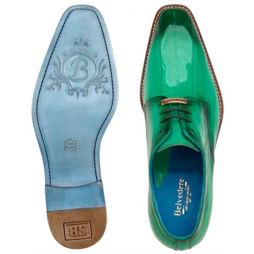 Belvedere Italo Antique Mint Green Genuine Eel Shoes - Image 3