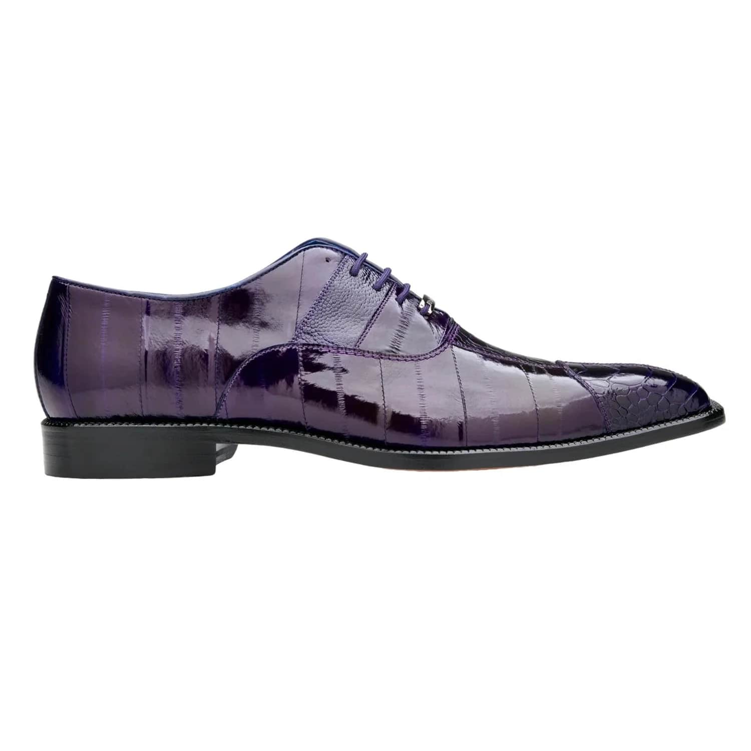 Belvedere Mare Men's Purple Ostrich & Eel Split-Toe Oxfords