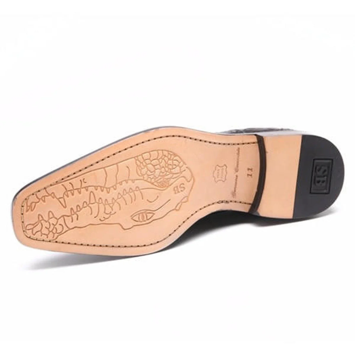 Belvedere Men's Black Cap Toe Ostrich & Crocodile Onesto Shoes - Image 2