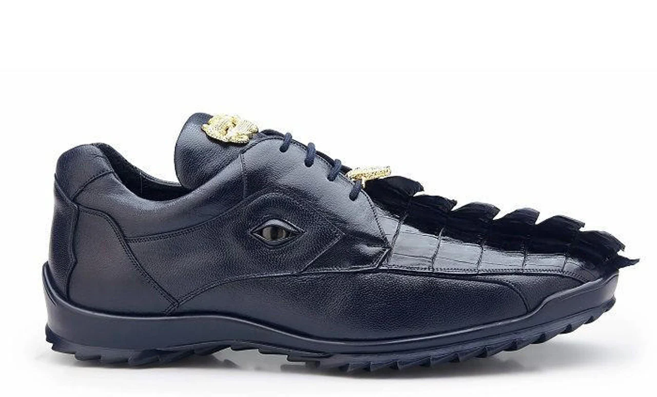 Belvedere Mens Blue Hornback Gator Sneaker Eyes Vasco 336122 - Image 2