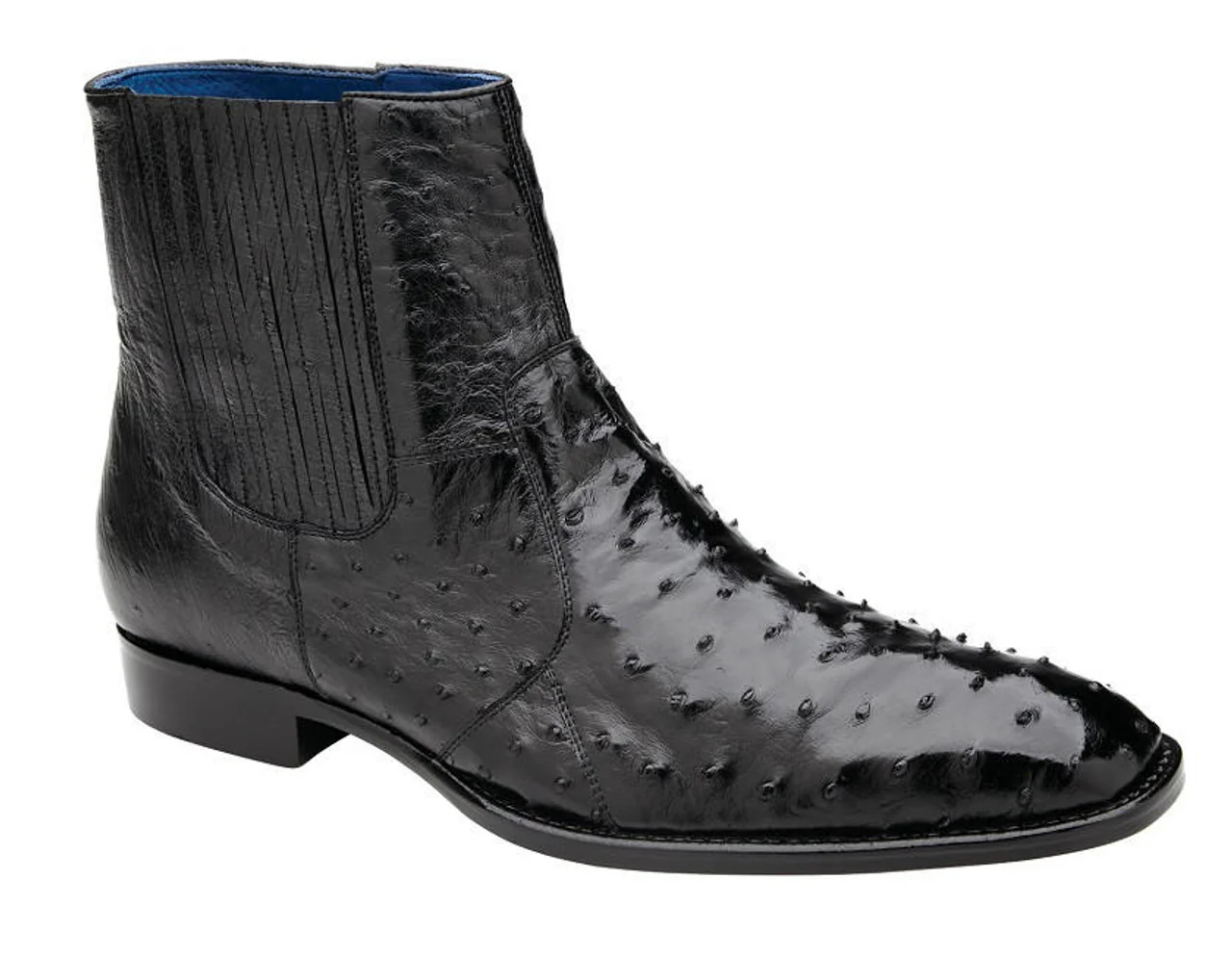 Belvedere Men's Ostrich Chelsea Boots Black Roger