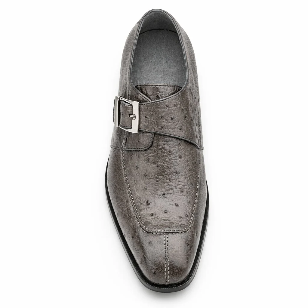 Belvedere Josh Grey Ostrich Monkstrap Dress Shoe for Men - Image 3