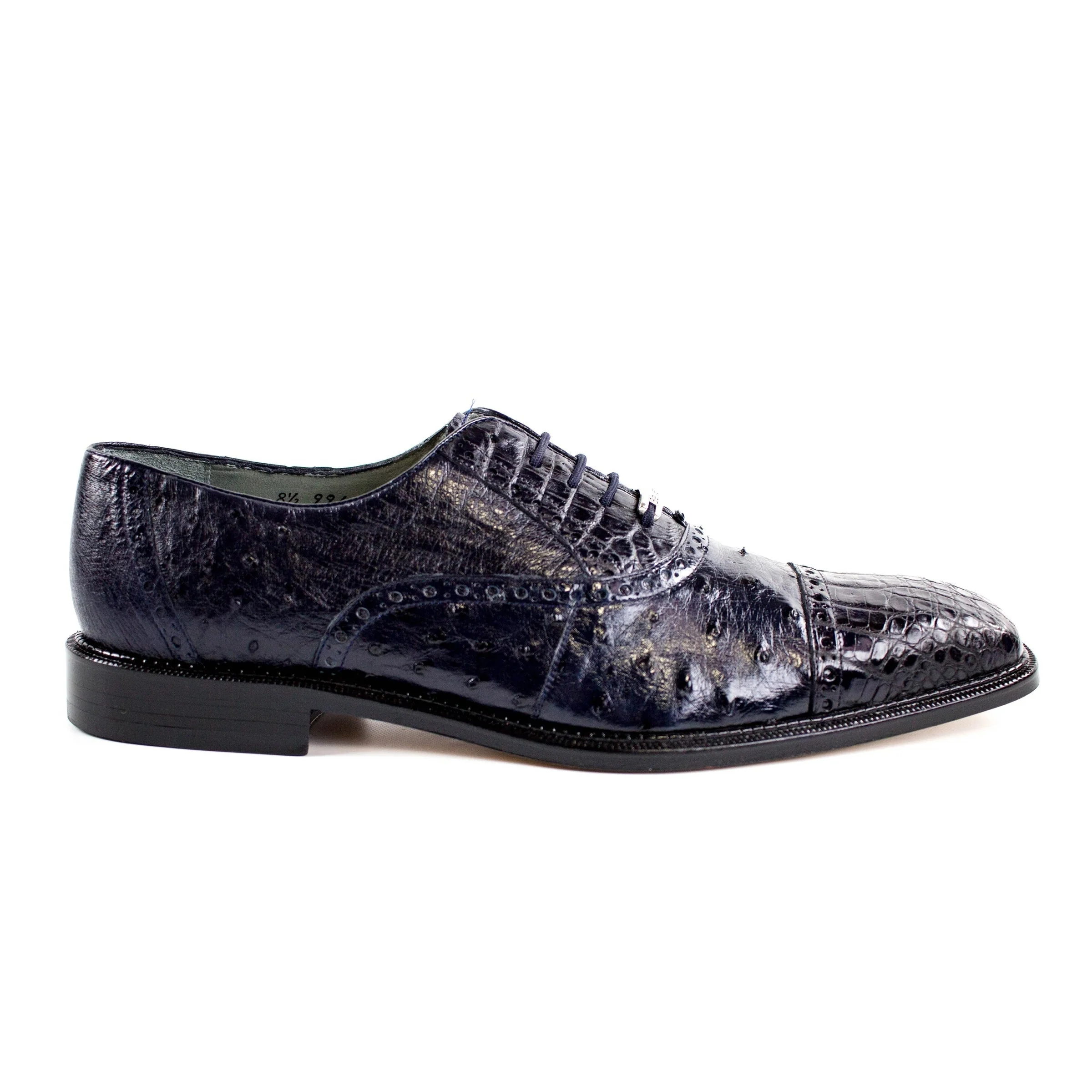 Belvedere Onesto Ostrich & Caiman Crocodile Dress Shoe – Brown - Image 3