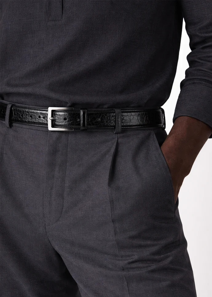 Belvedere Ostrich Leg Belt- Black - Image 2