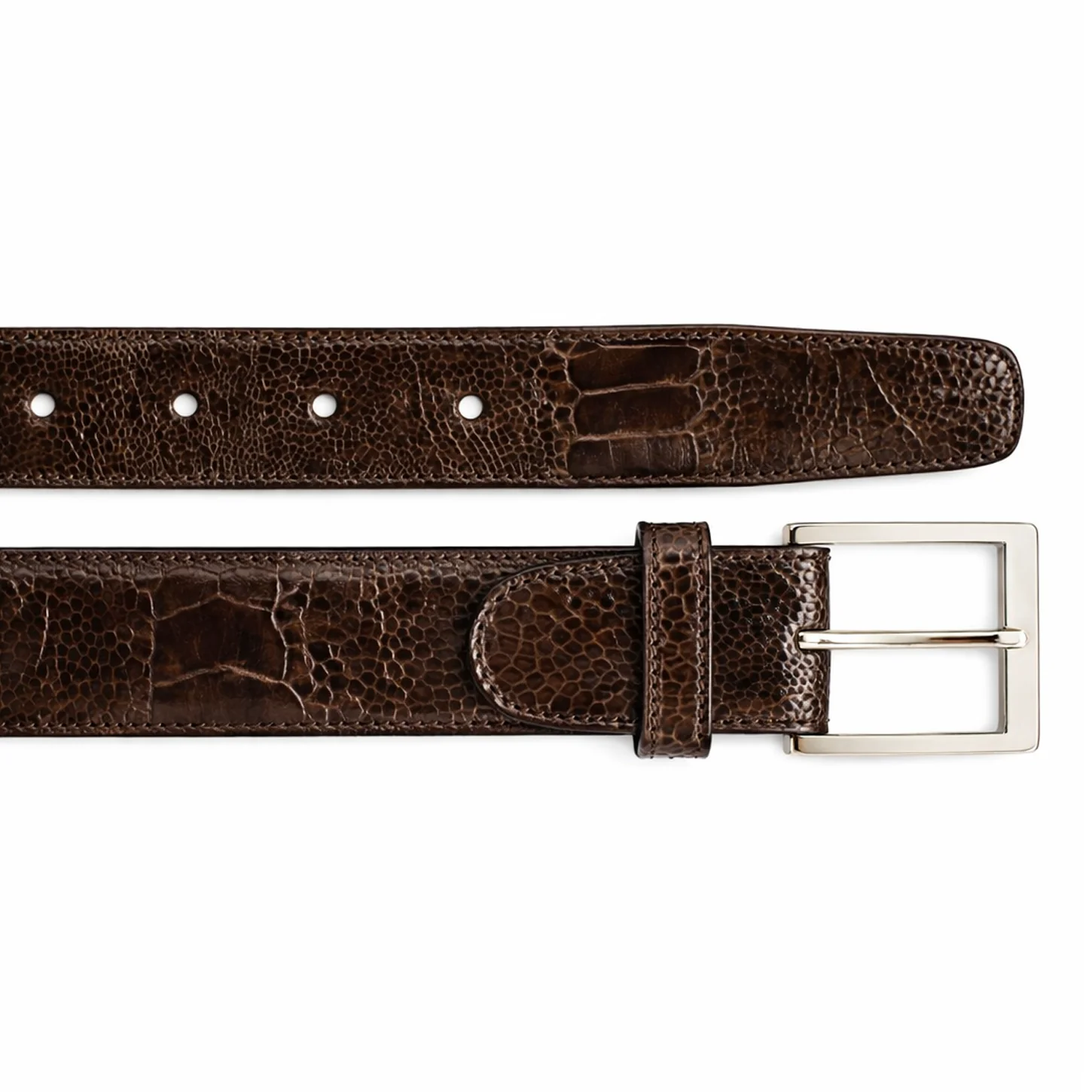 Belvedere Ostrich Leg Belt- Black