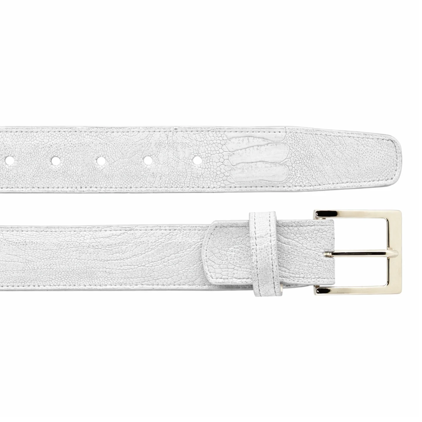 Belvedere Ostrich Leg Belt - White