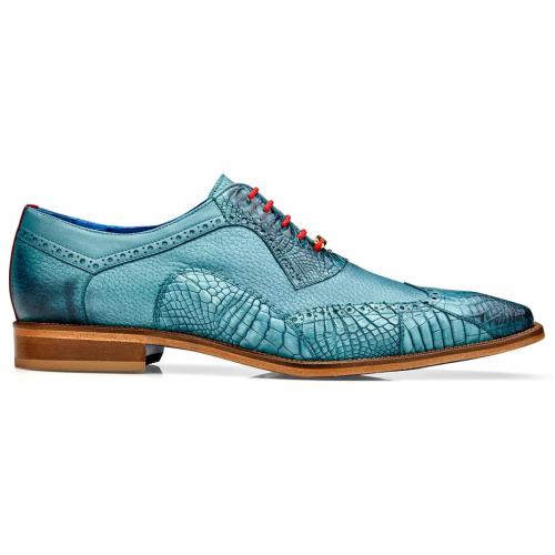 Belvedere Roberto Antique Aqua Alligator Calf Wingtip Oxfords - Image 2