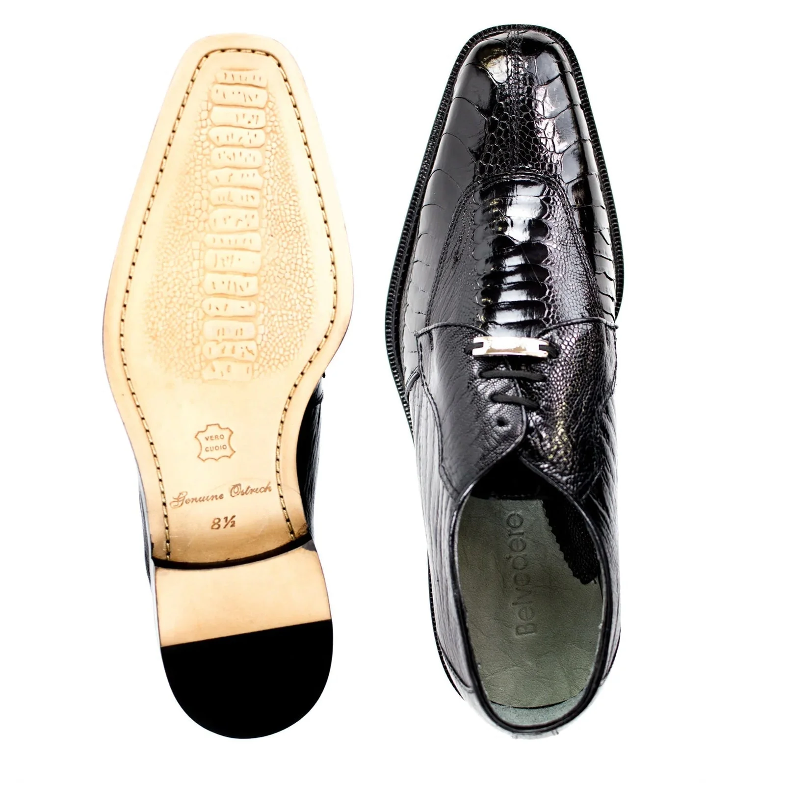 Belvedere Siena Black Ostrich Leg Moc Toe Dress Shoe - Image 3