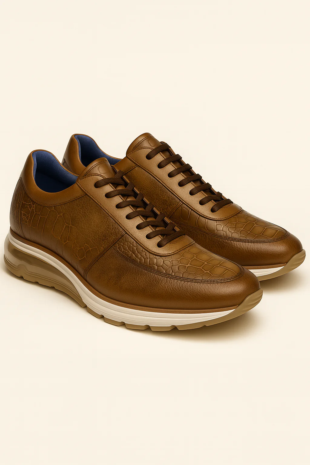 Belvedere Todd Men's Shoes Antique Brandy Exotic Genuine Ostrich Casual Sneakers - Image 4