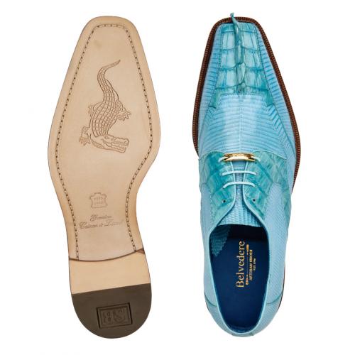 Belvedere Valter Summer Blue Caiman & Lizard Dress Shoes - Image 3