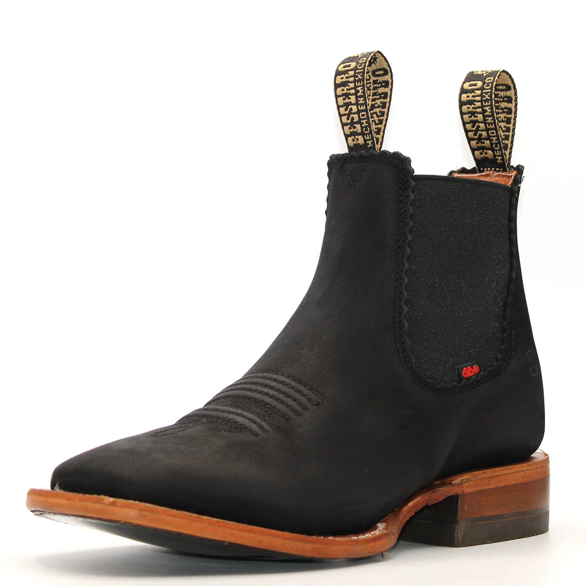 Square Toe Black Short Cowboy Boots by Besserro