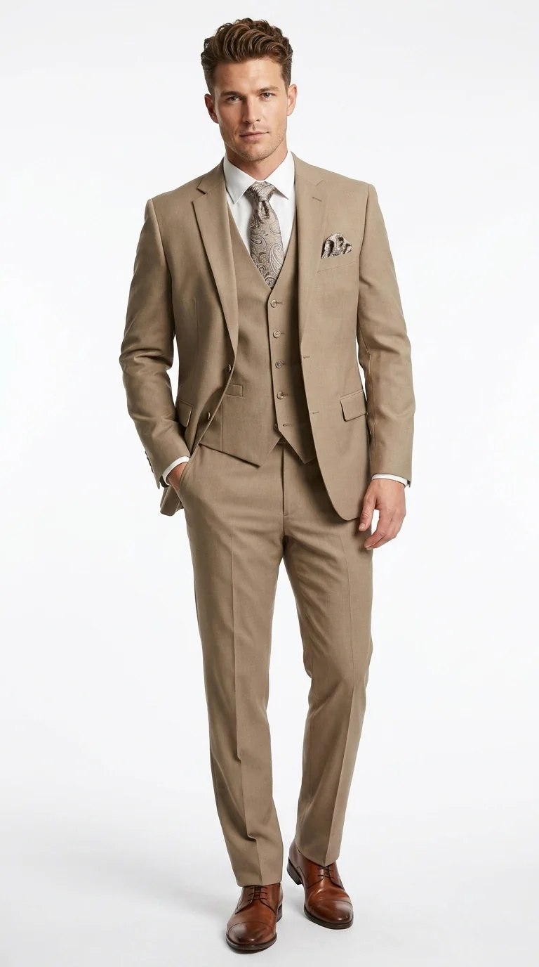 Big And Tall Men's Plus Size Men's Suits For Big Guys Beige