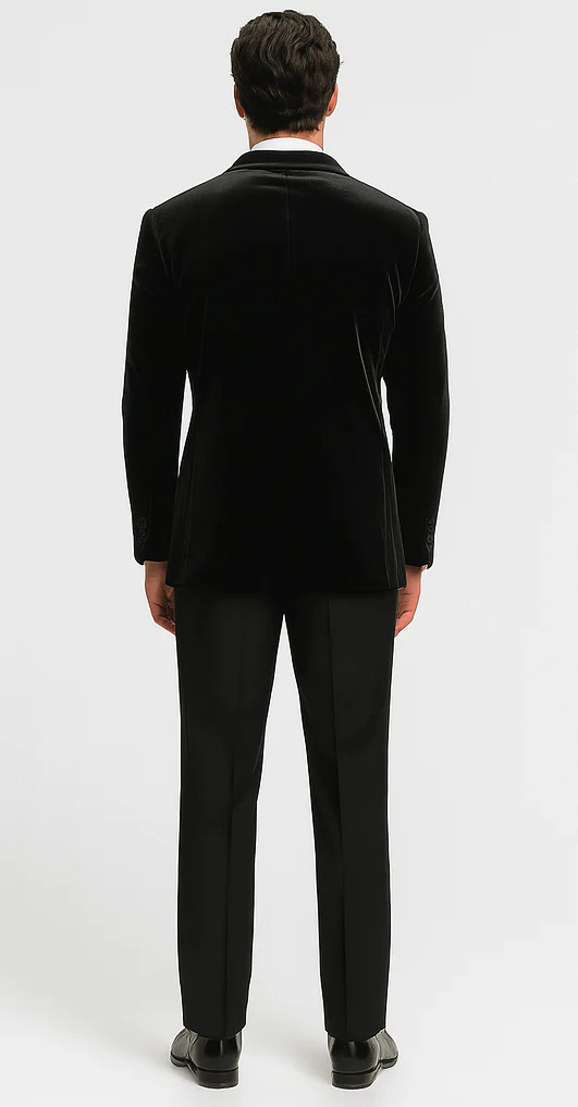 Big and Tall Velvet Blazer in Color Black - Sportcoat Rhinestone sequin-Embedded Stacy Adams - Image 2