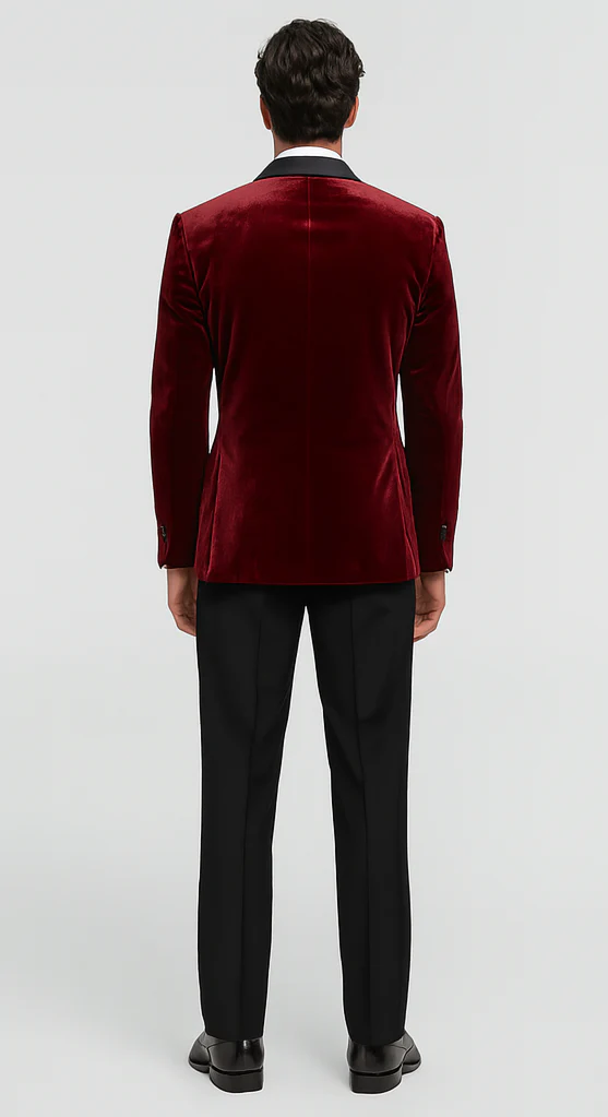 Big and Tall Velvet Blazer in Color Red  - Sportcoat  Rhinestone sequin -Embedded  Stacy Adams - Image 3