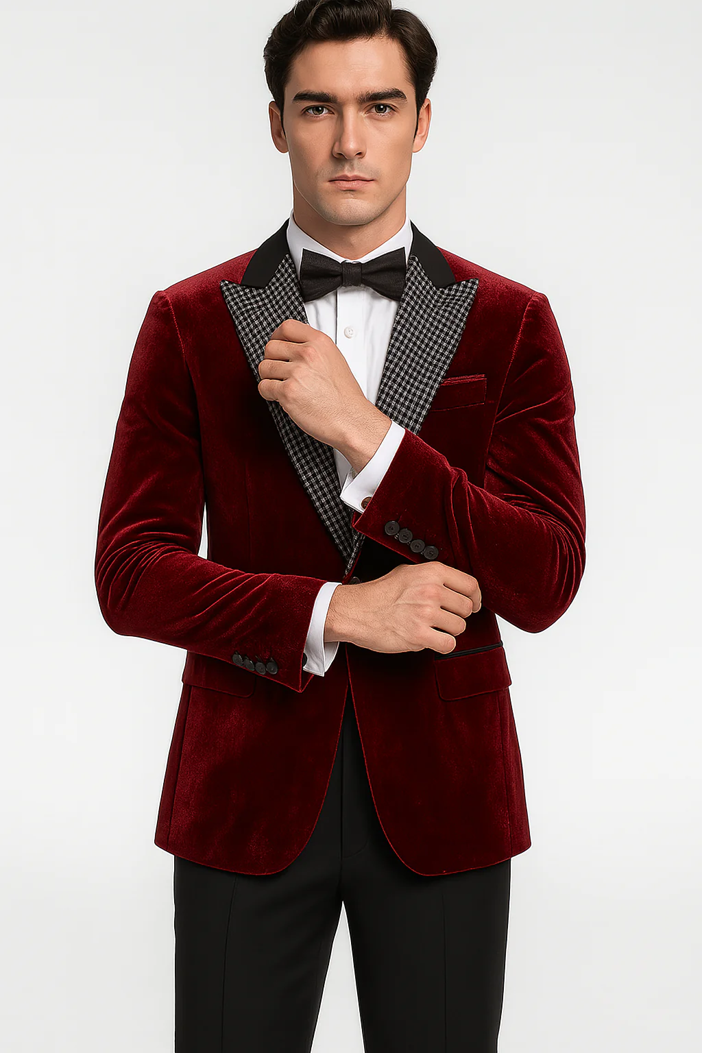 Big and Tall Velvet Blazer in Color Red  - Sportcoat  Rhinestone sequin -Embedded  Stacy Adams - Image 7