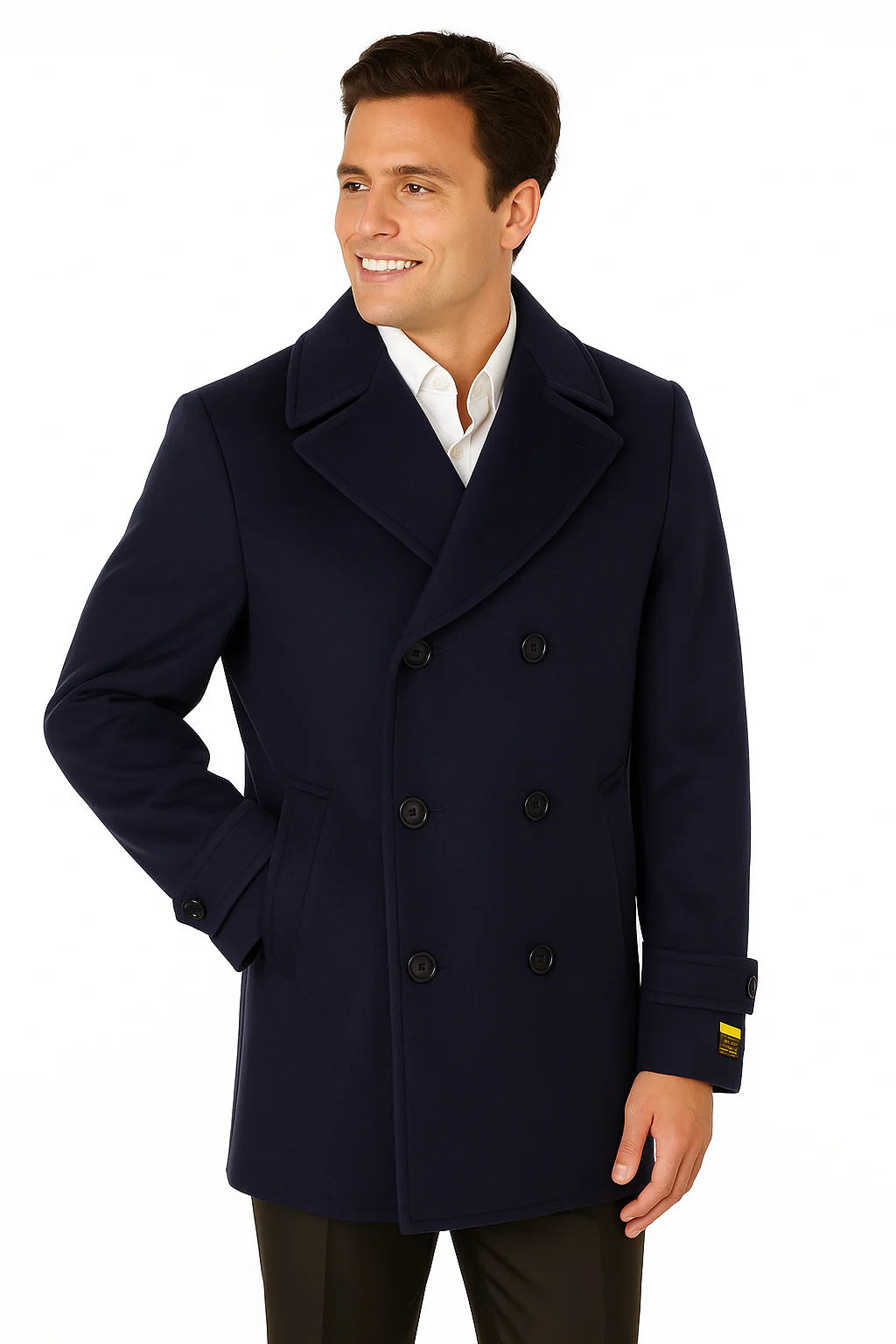 Big & Tall Men's Wool Peacoat - Classic Double Breasted Overcoat - Image 3