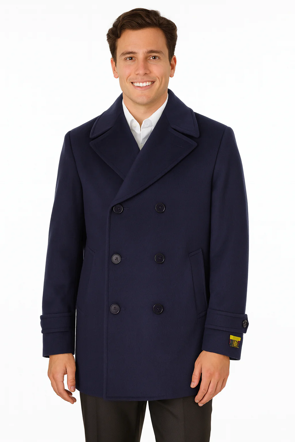 Big & Tall Men's Wool Peacoat - Classic Double Breasted Overcoat - Image 4