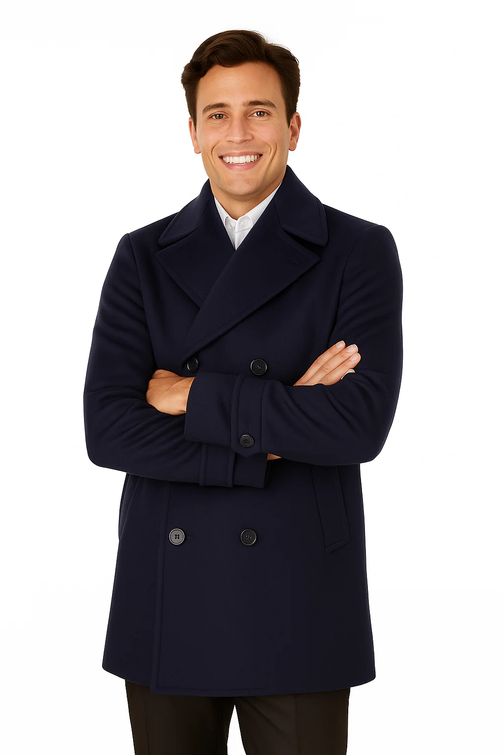 Big & Tall Men's Wool Peacoat - Classic Double Breasted Overcoat - Image 5