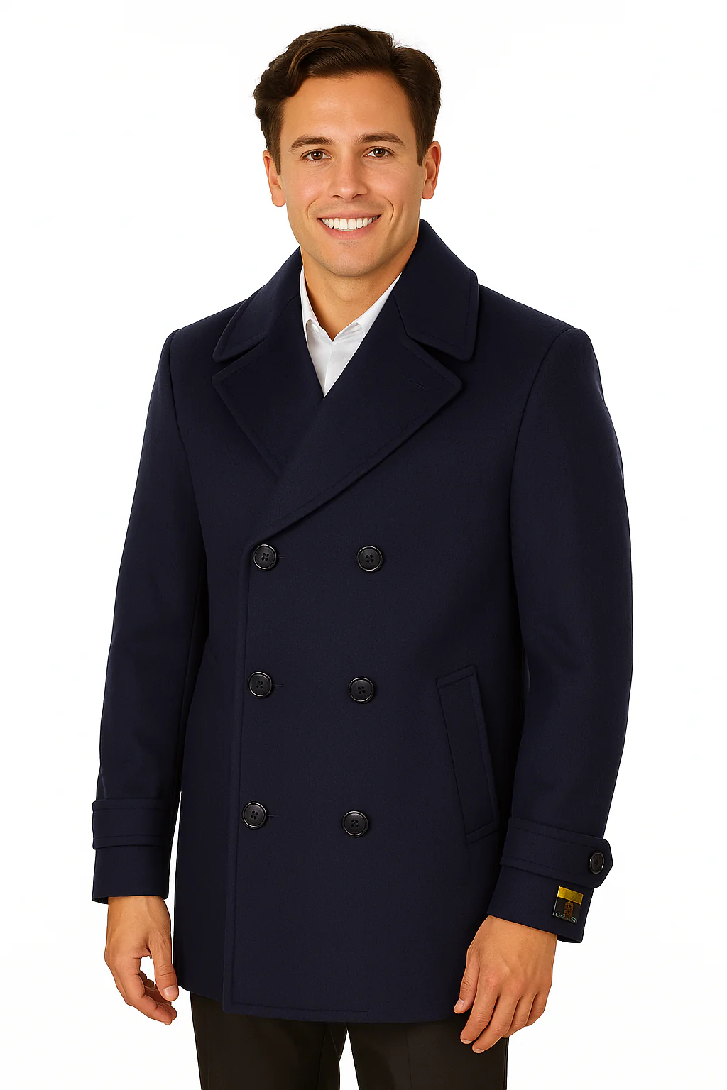 Big & Tall Men's Wool Peacoat - Classic Double Breasted Overcoat - Image 7