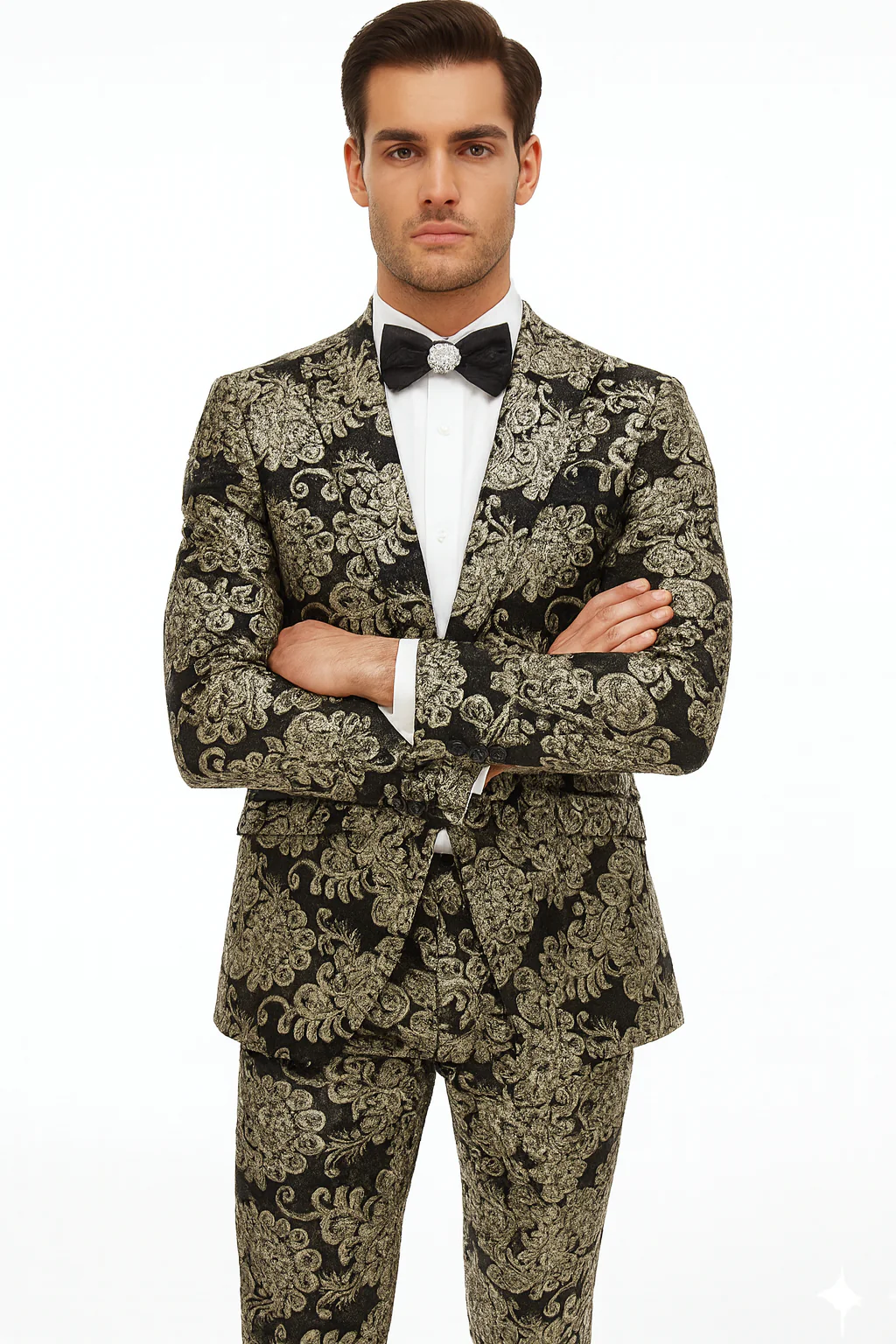 Black and Gold and Silver Sequin Suit - Shiny Prom Tuxedo Slim Fit Suit - Image 4