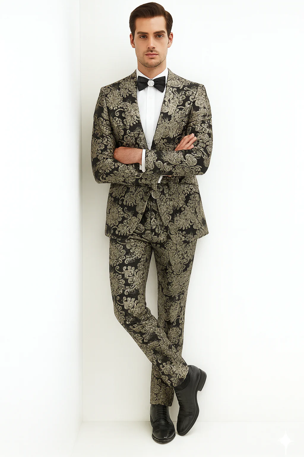 Black and Gold and Silver Sequin Suit - Shiny Prom Tuxedo Slim Fit Suit - Image 5