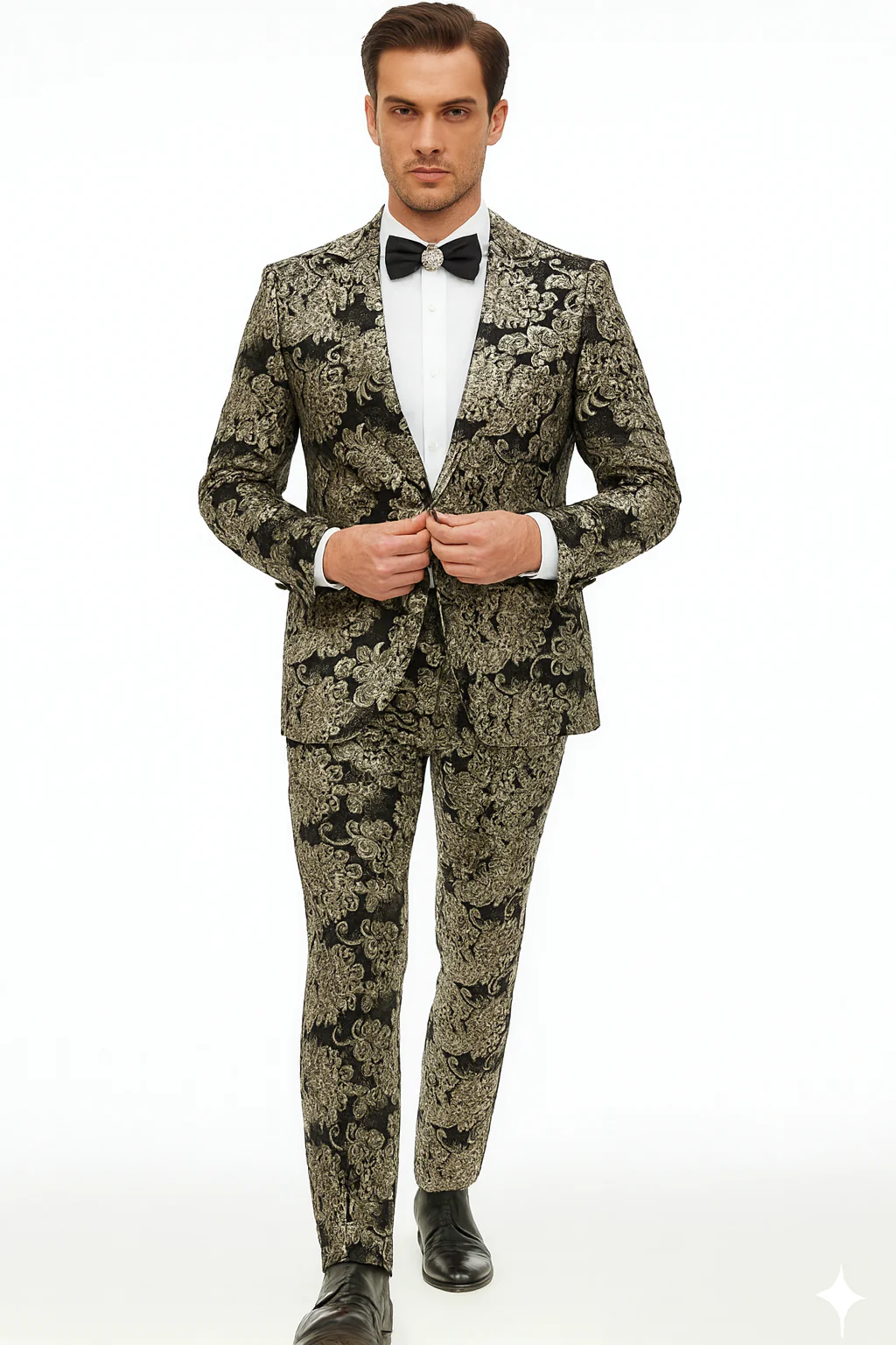 Black and Gold and Silver Sequin Suit - Shiny Prom Tuxedo Slim Fit Suit - Image 8