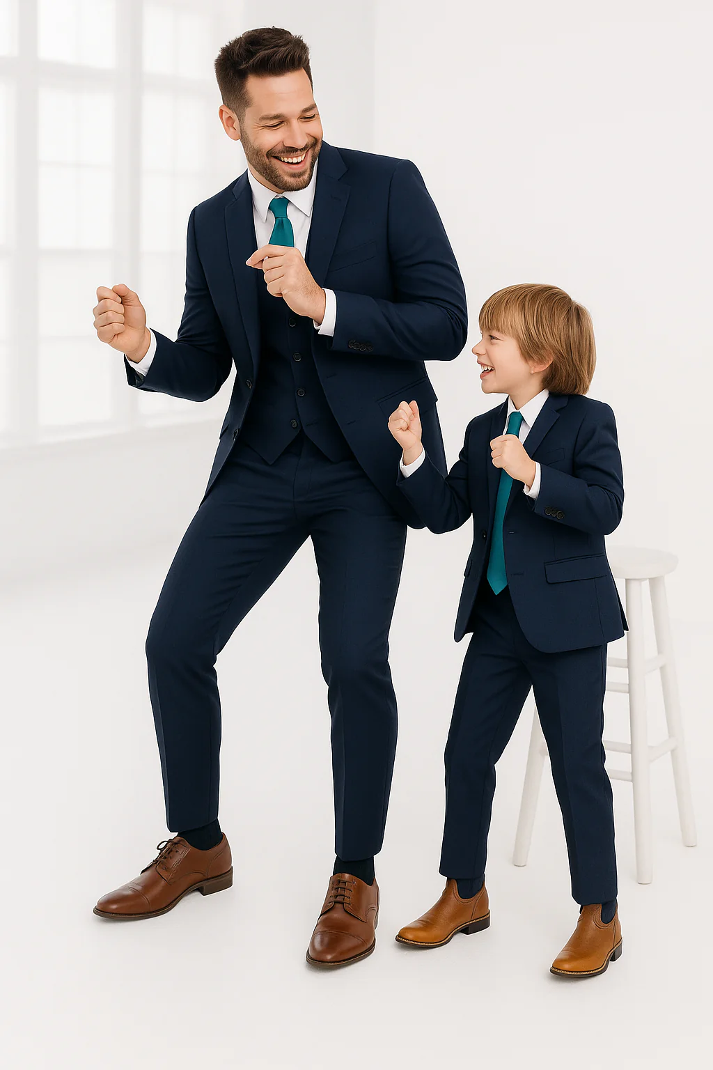 Black and Navy Glen Plaid Pattern ~ Dad And Son Matching Suit - Image 10