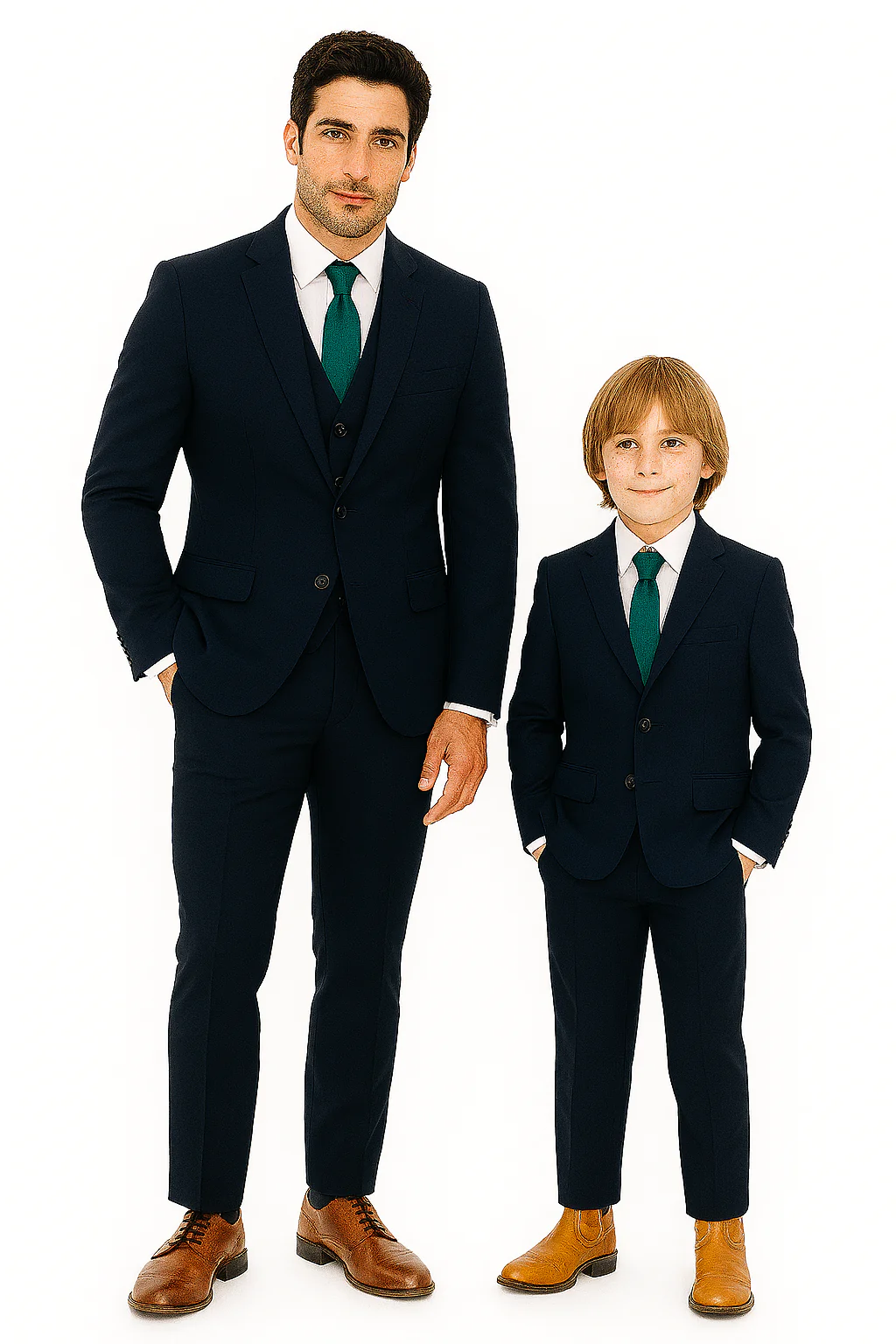 Black and Navy Glen Plaid Pattern ~ Dad And Son Matching Suit - Image 5