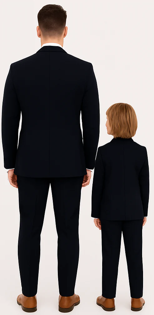 Black and Navy Glen Plaid Pattern ~ Dad And Son Matching Suit - Image 7