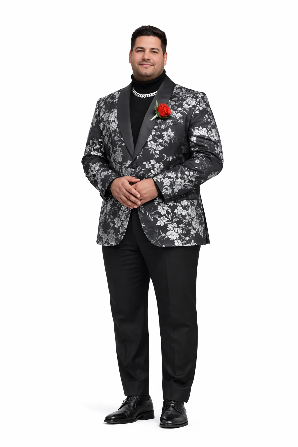 Black And Silver Blazer - Paisley Black And White Tuxedo With Matching Bowtie - Image 8