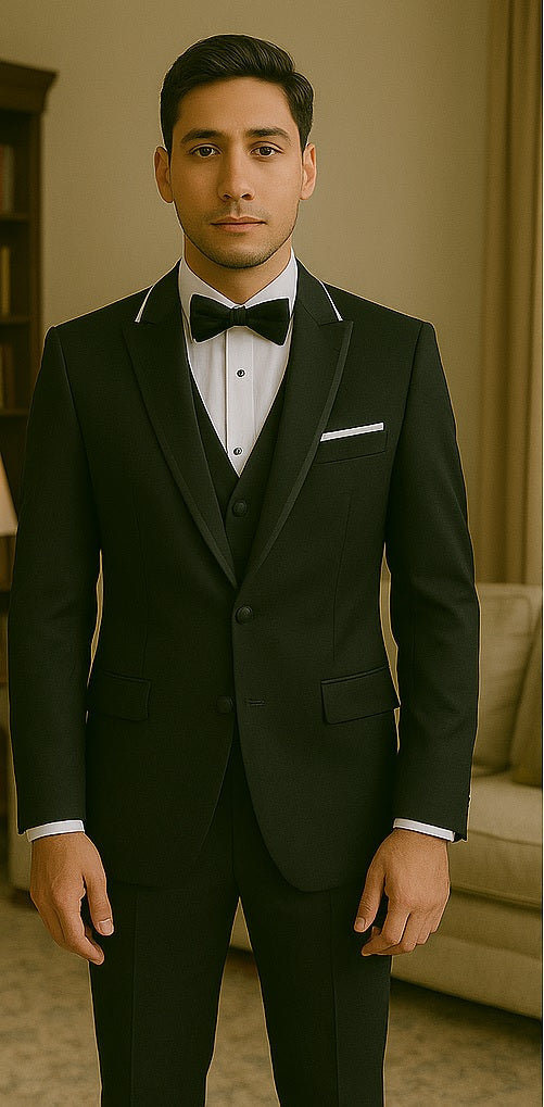 Black And White Trim Tuxedo Or Black And Black Trim Vested Suit - Weddings - Prom Tuxedo - Image 3