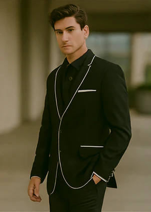 Black And White Trim Tuxedo Or Black And Black Trim Vested Suit - Weddings - Prom Tuxedo - Image 5