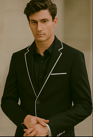 Black And White Trim Tuxedo Or Black And Black Trim Vested Suit - Weddings - Prom Tuxedo - Image 7