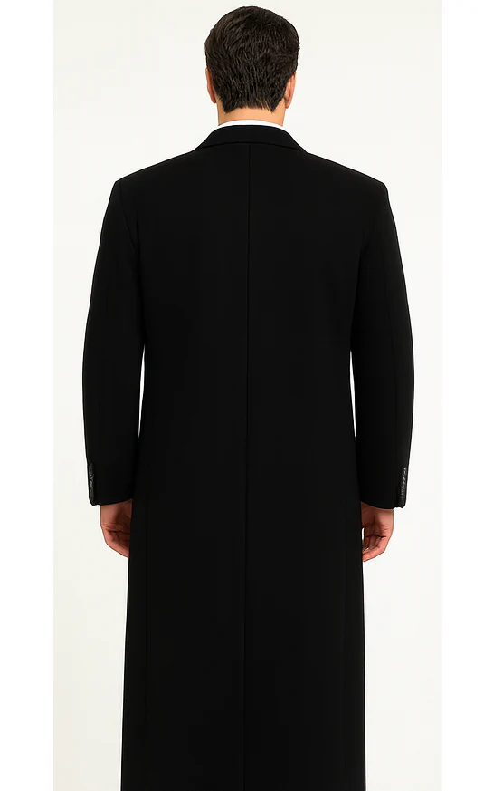Black Cashmere Chesterfield Overcoat – 1920s Full Length Topcoat - Image 2