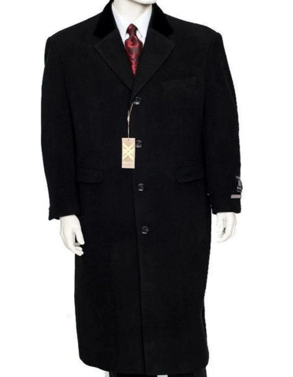 Black Cashmere Chesterfield Overcoat – 1920s Full Length Topcoat - Image 9