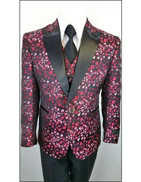 Black Fuchsia Boys Kids Fashion Suit - Toddler Suits