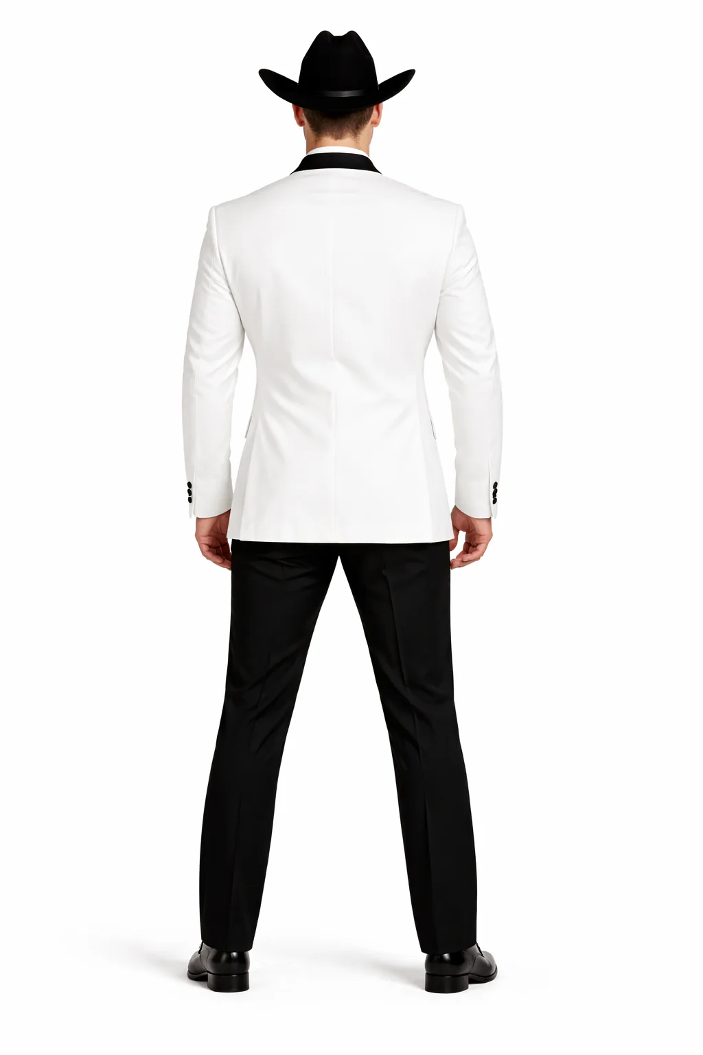 Black Lapel Two Toned Men'S 2 Buttons 3 Piece Church Suit White Tuxedo With Black Trim - Three Piece Suit - Image 2