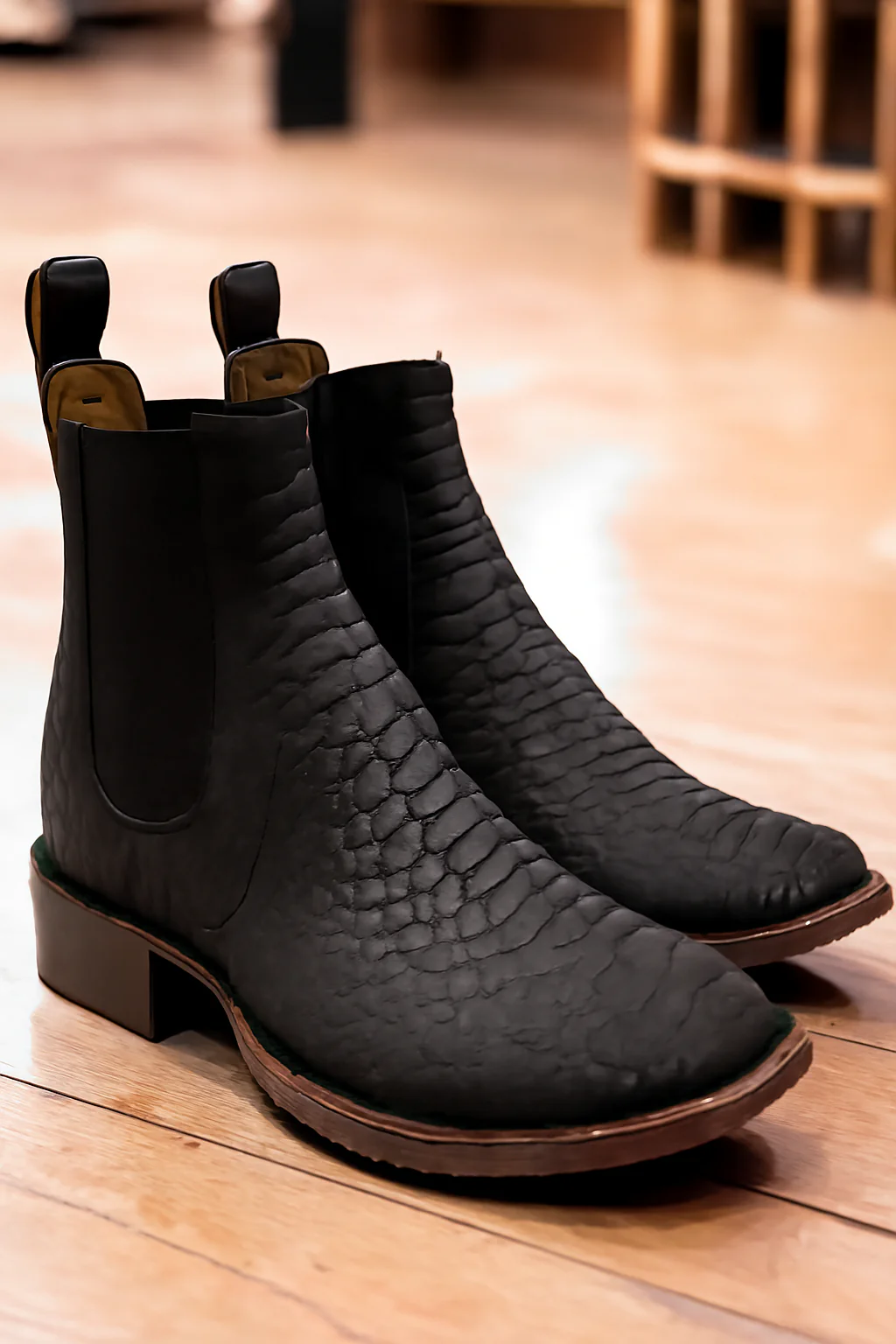 Black Python Print Short Cowboy Boots - Image 4